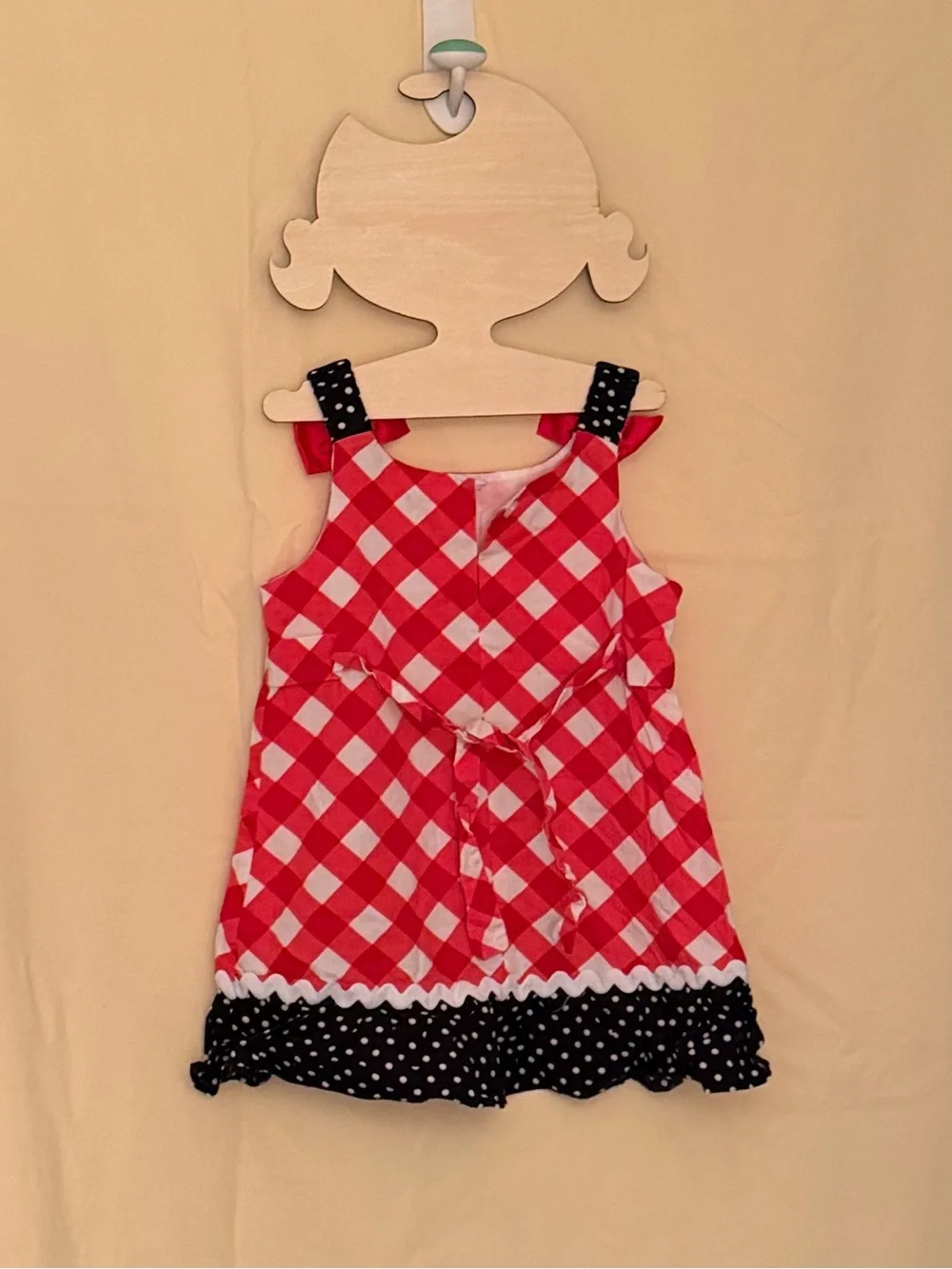 Healthtex Red & White Checkered Sun Dress With Lady Bug Appliqué. Sz 3